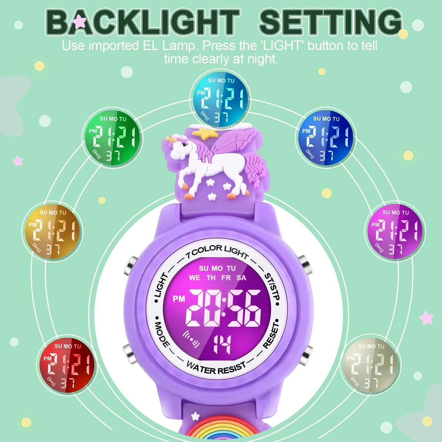 3D Cartoon Waterproof Kids Watches with Alarm - Best Toys Gifts for Girls Age 3-10