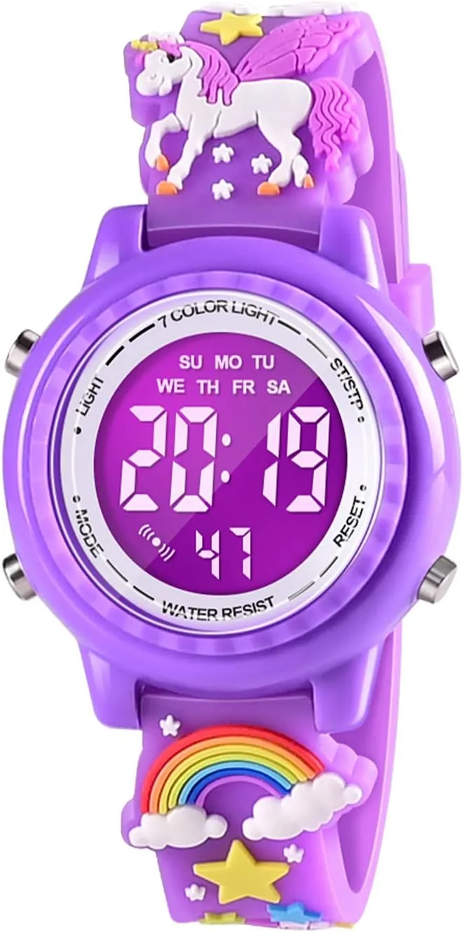 3D Cartoon Waterproof Kids Watches with Alarm - Best Toys Gifts for Girls Age 3-10