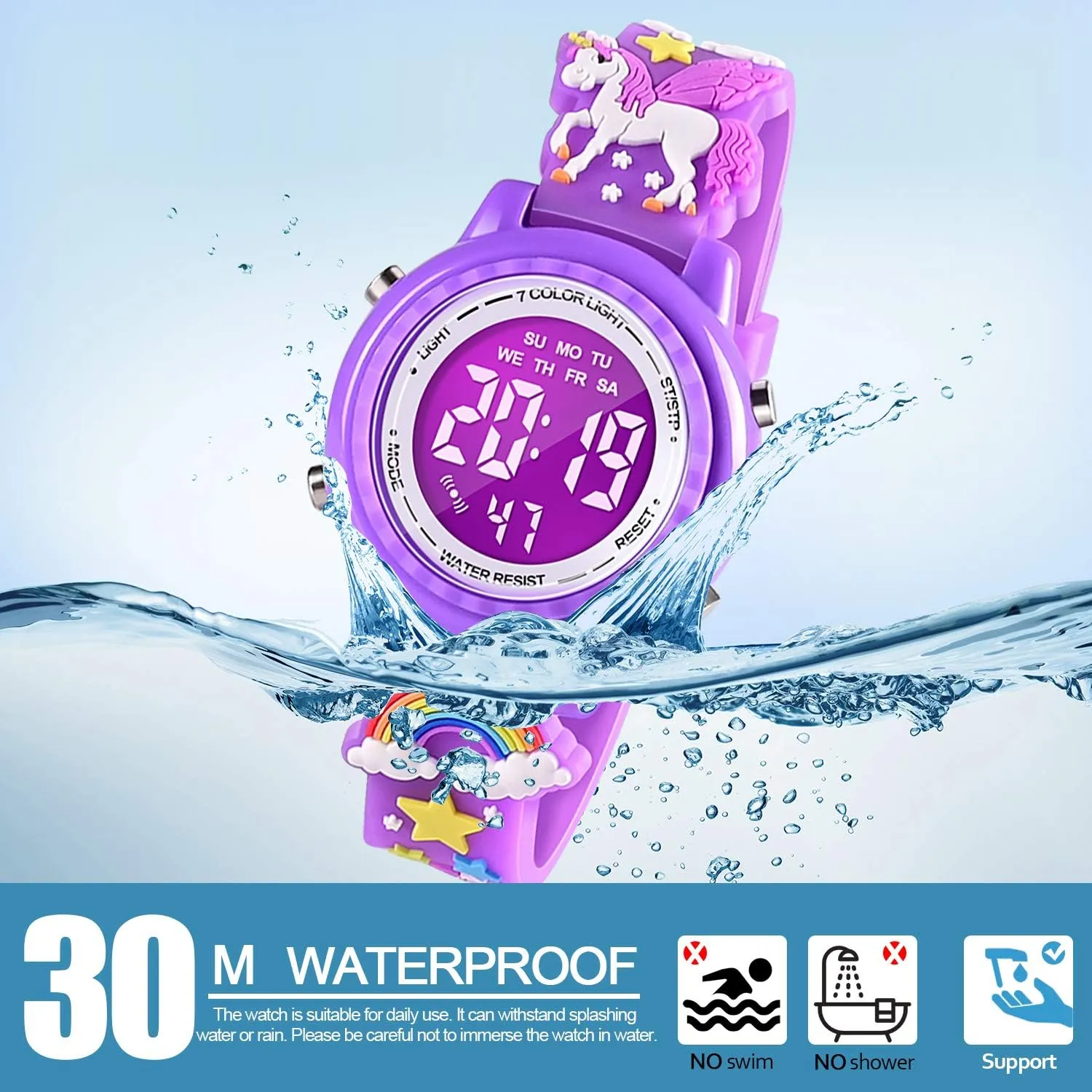 3D Cartoon Waterproof Kids Watches with Alarm - Best Toys Gifts for Girls Age 3-10