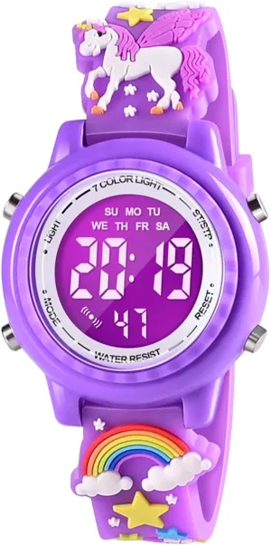 3D Cartoon Waterproof Kids Watches with Alarm - Best Toys Gifts for Girls Age 3-10