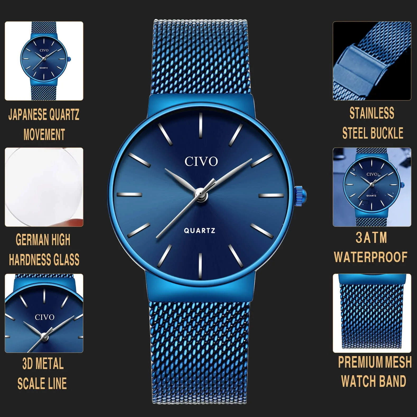 8068C | Quartz Women Watch | Mesh Band