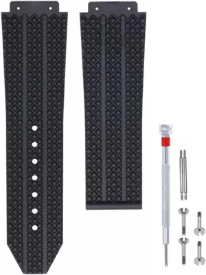 Adwoa Silicone Rubber Watch Band Strap Replacement for Hublot Big Bang- Compatible with Hublot 19mm*25mm*22mm Big Bang Watch Strap