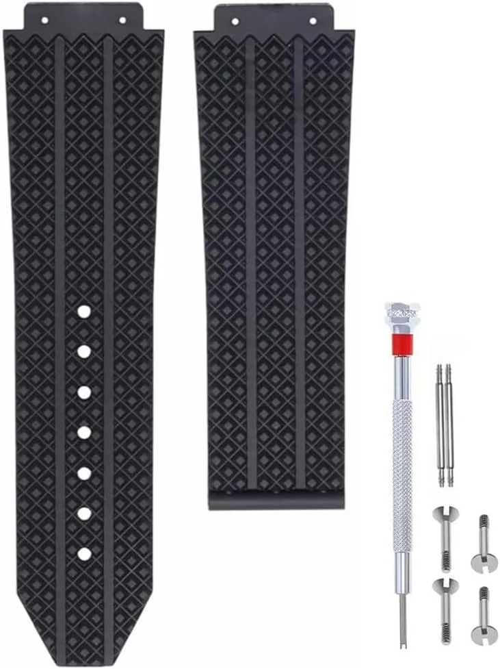 Adwoa Silicone Rubber Watch Band Strap Replacement for Hublot Big Bang- Compatible with Hublot 19mm*25mm*22mm Big Bang Watch Strap