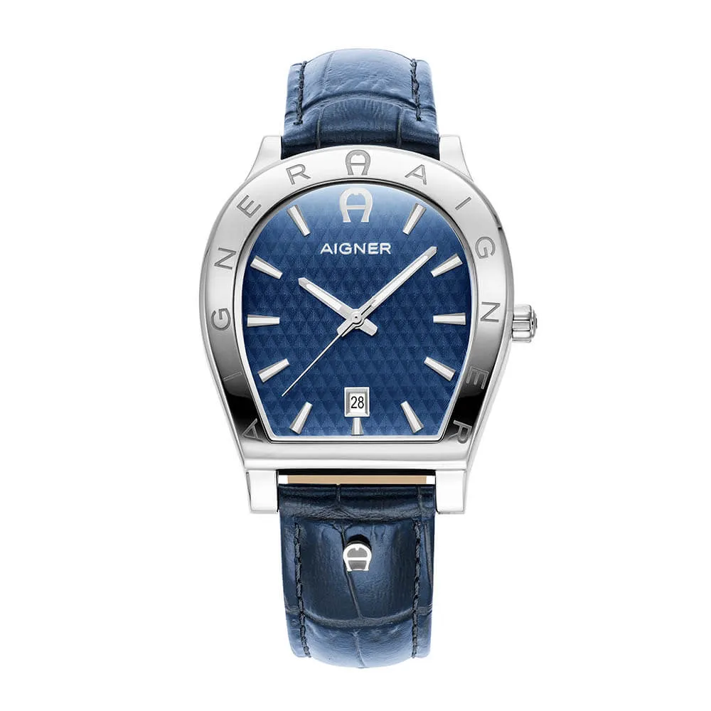 Aigner Chieti Gents Blue Dial Stainless Steel Case Blue Leather Starp Watch