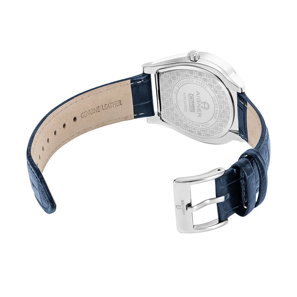 Aigner Chieti Gents Blue Dial Stainless Steel Case Blue Leather Starp Watch