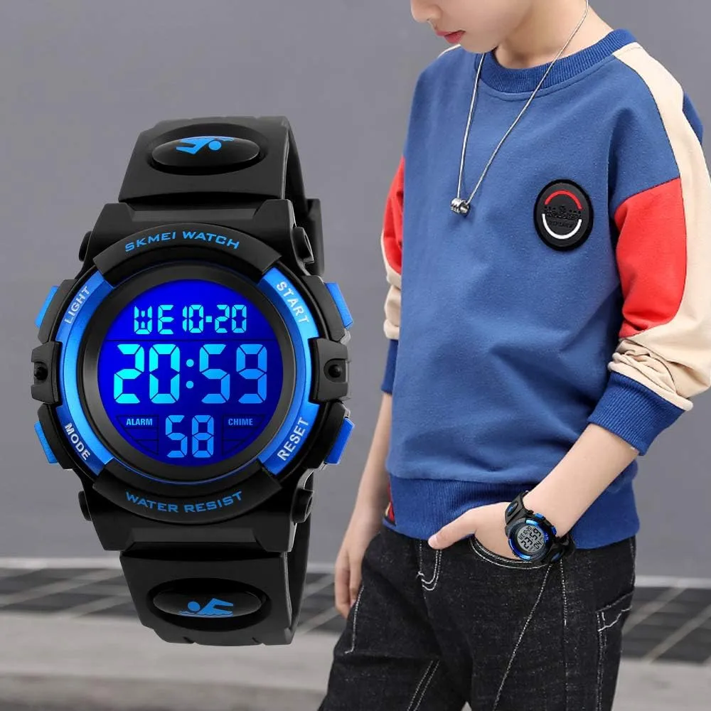 Boys Watch Digital Sports Waterproof Outdoor Kids Watches Alarm Clock 12/24 H Stopwatch Calendar 3-15 Year Old Boys Girls Wristwatch