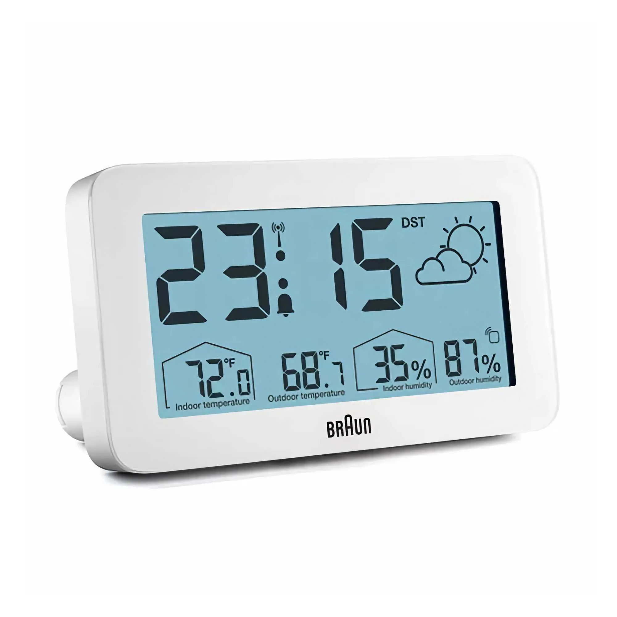 Braun Radio Controlled Digital Weather Station Clock, White