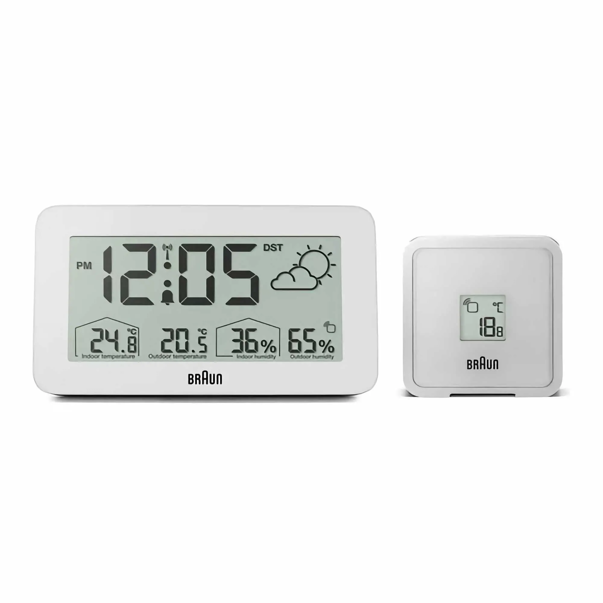 Braun Radio Controlled Digital Weather Station Clock, White