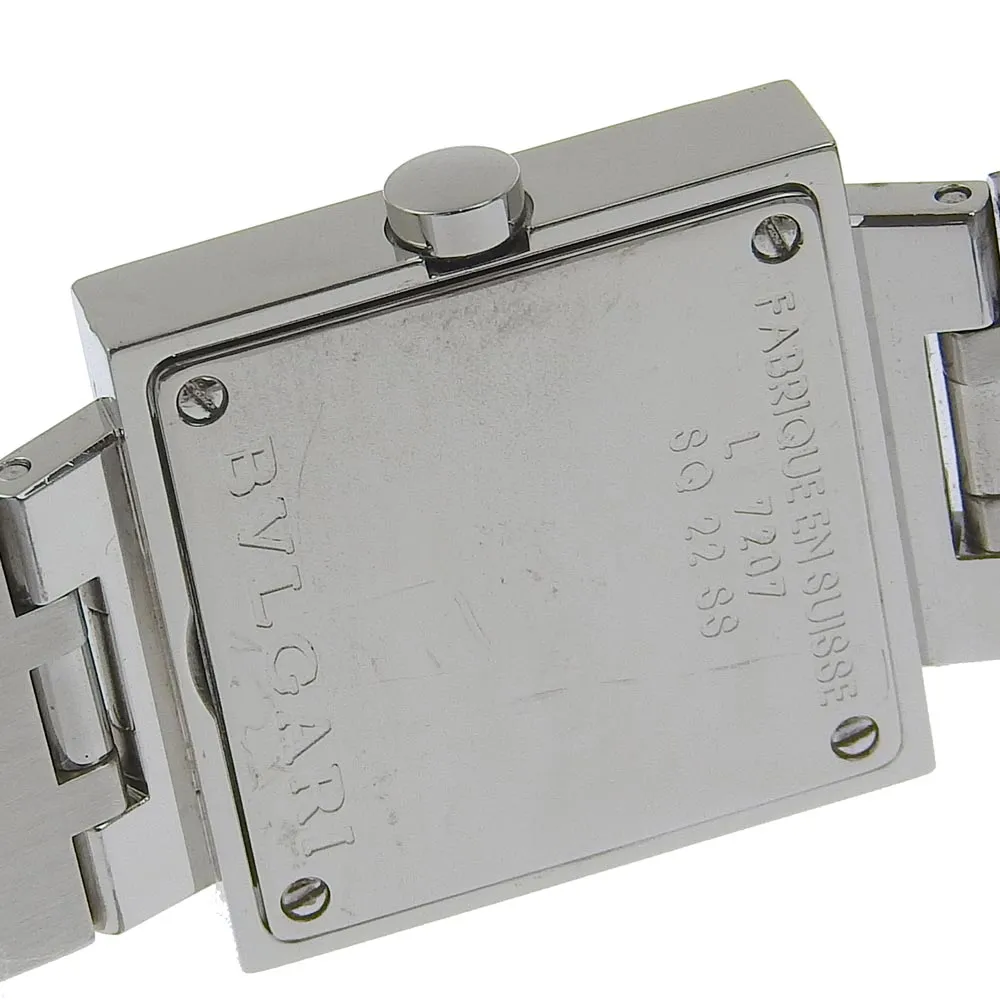BVLGARI Watches Quartz SQ22SS Stainless Steel Silver Quadlard black dial Women Used Authentic