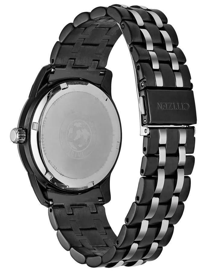 Citizen Eco-Drive Mens Diamond Watch - Black & Silver-Tone - Bracelet - 100m