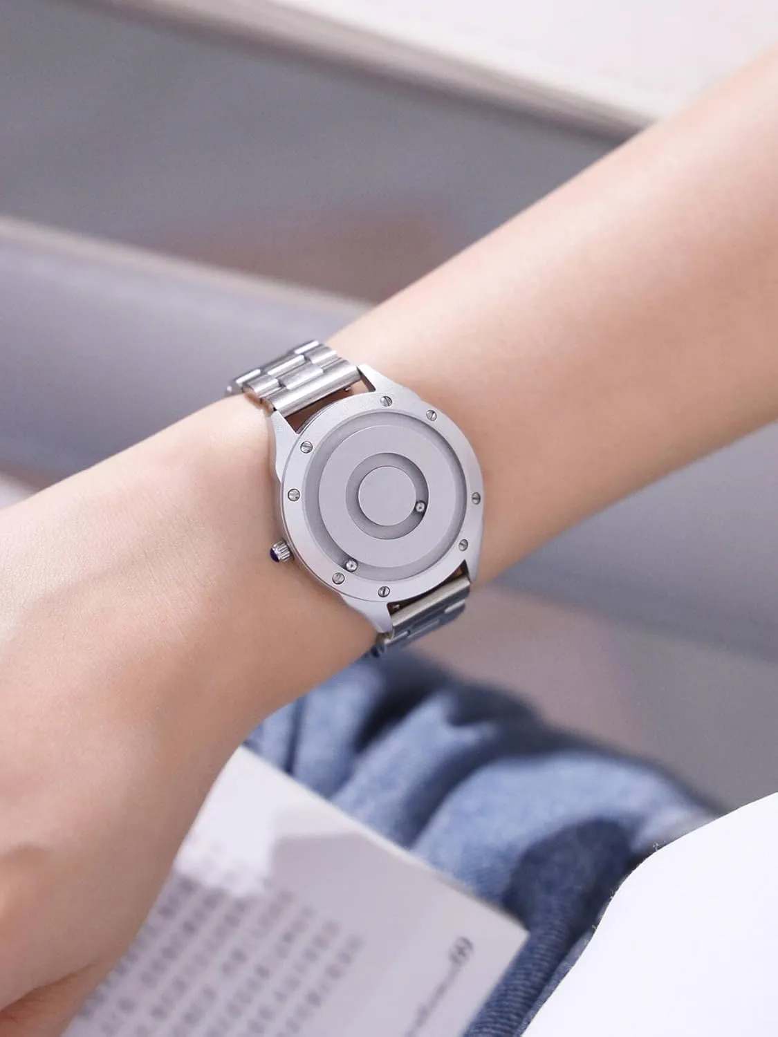 EUTOUR Ladies Watch Wristwatch, Magnetic Watches Fancy Minimalist Unisex Watches Swiss Quartz Watch with Stainless Steel/Leather 36mm dial