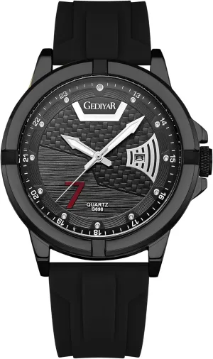 Fashion Analog Watch for Men, Waterproof Quartz Watch with Silicone Band, Unique Design Mens Military Army Sports Calendar Date Big Large Face Wrist Watch
