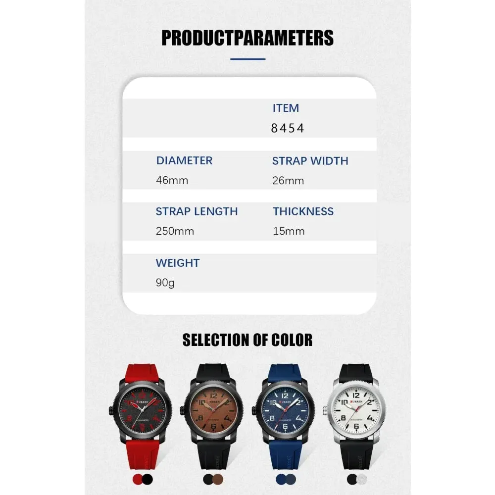 Fashion Watches for Men Left Hand Design Quartz Wristwatches with Silicone Bracelet