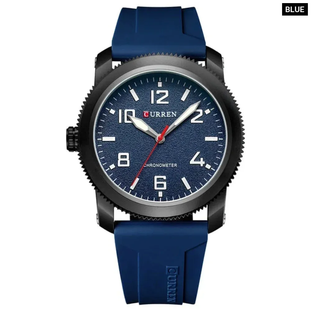 Fashion Watches for Men Left Hand Design Quartz Wristwatches with Silicone Bracelet