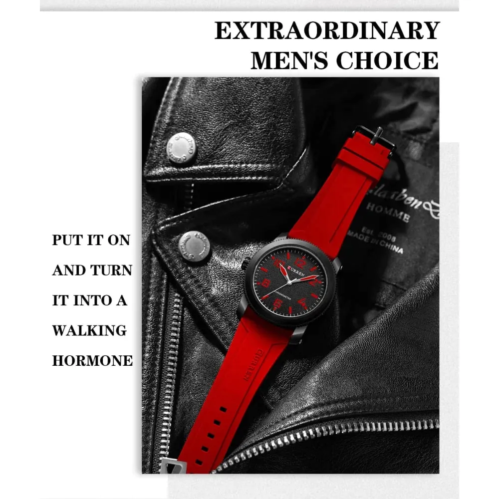 Fashion Watches for Men Left Hand Design Quartz Wristwatches with Silicone Bracelet