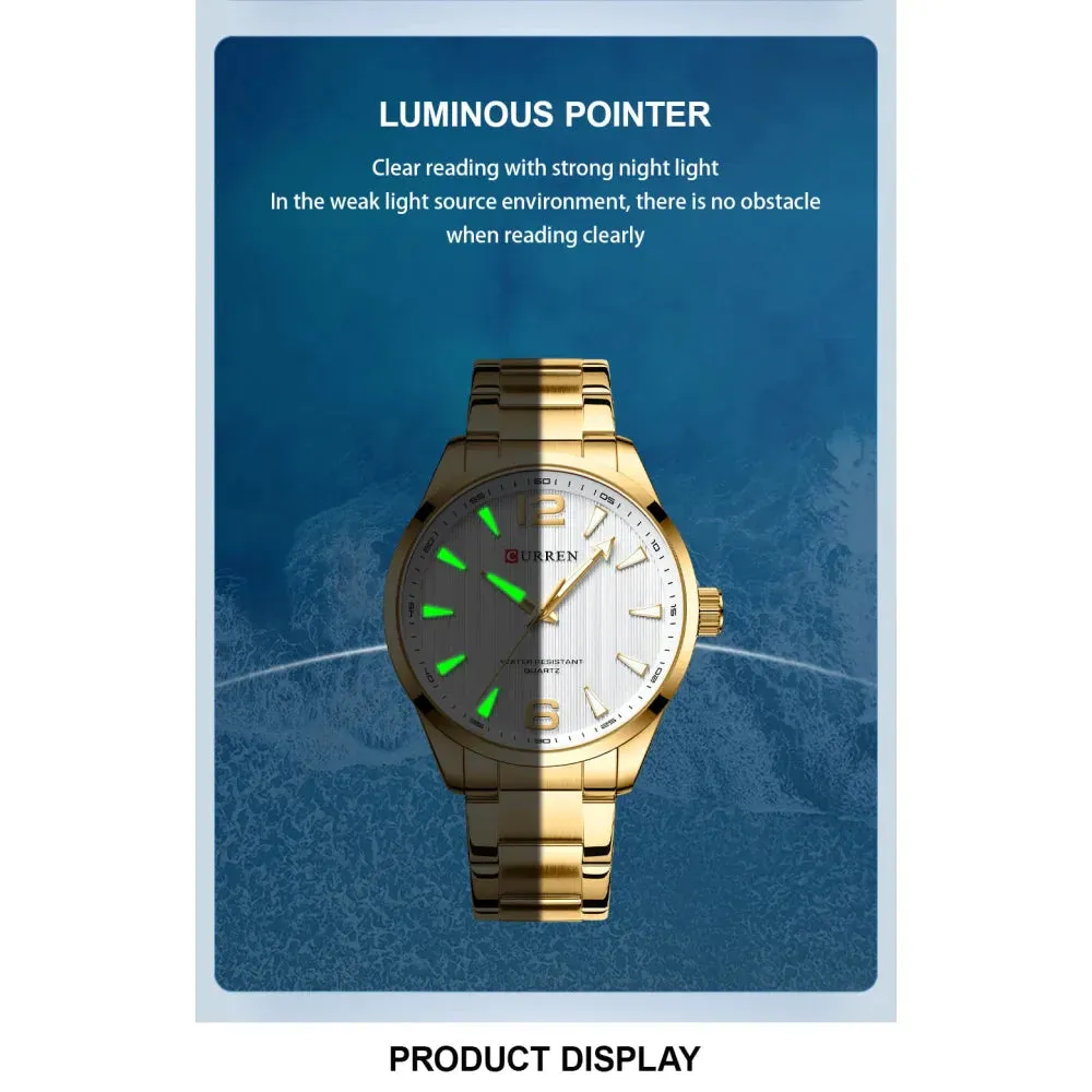 Fashion Watches for Men Quartz Luminous Hands Wristwatches Business Stainless Steel Band Clock Male