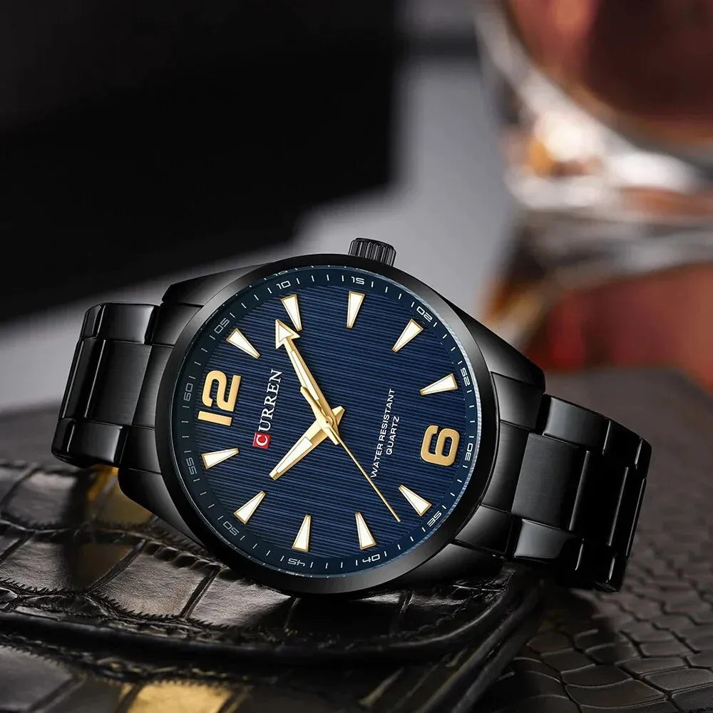 Fashion Watches for Men Quartz Luminous Hands Wristwatches Business Stainless Steel Band Clock Male