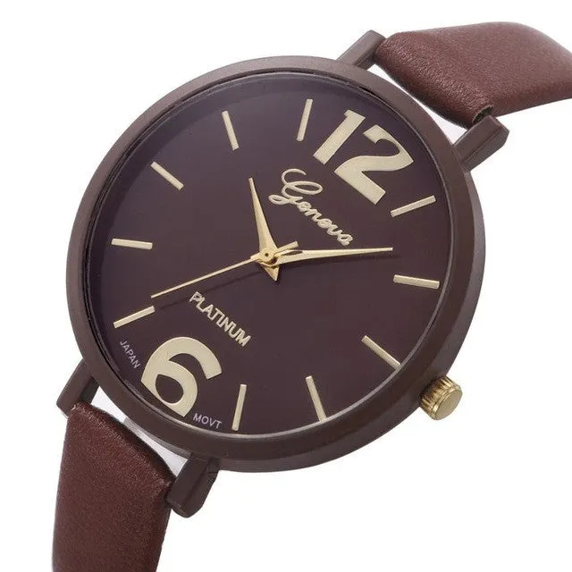 Geneva Faux Leather Analog Quartz wrist watches