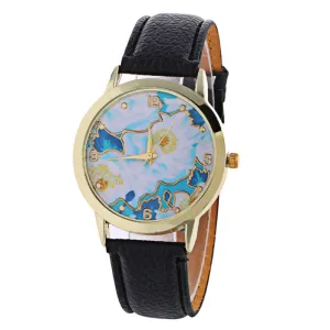 Ladies Fashion Girl Quartz Watch Clock Women Leather Brand Casual Dress Women's Flower Wristwatch Cool Watches Unique Watches