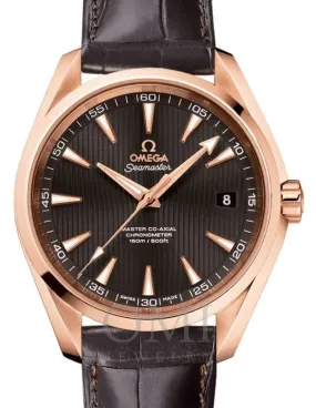 OMEGA SEAMASTER AQUA TERRA 150M CO-AXIAL MASTER CHRONOMETER 41.5MM RED GOLD GREY DIAL 231.53.42.21.06.002 WITH ALLIGATOR LEATHER STRAP.