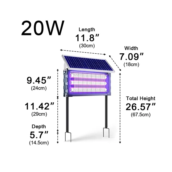 Solar-Powered UV Mosquito & Insect Zapper  Outdoor Electric Fly Trap for Garden, Yard & Patio