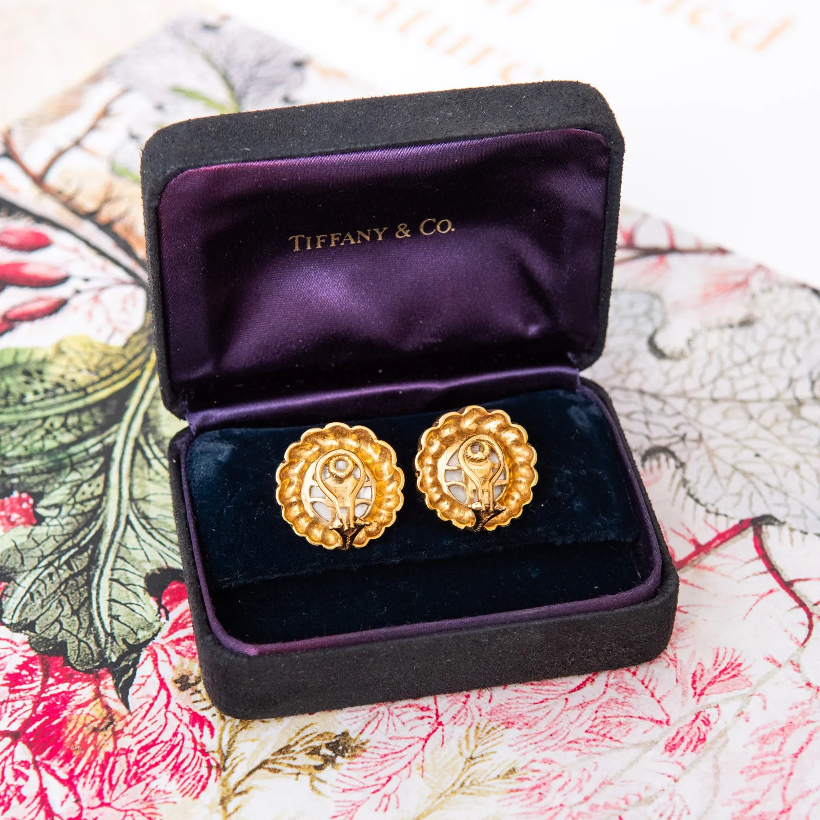 Tiffany Clip On Mabe Pearl And Gold Earrings
